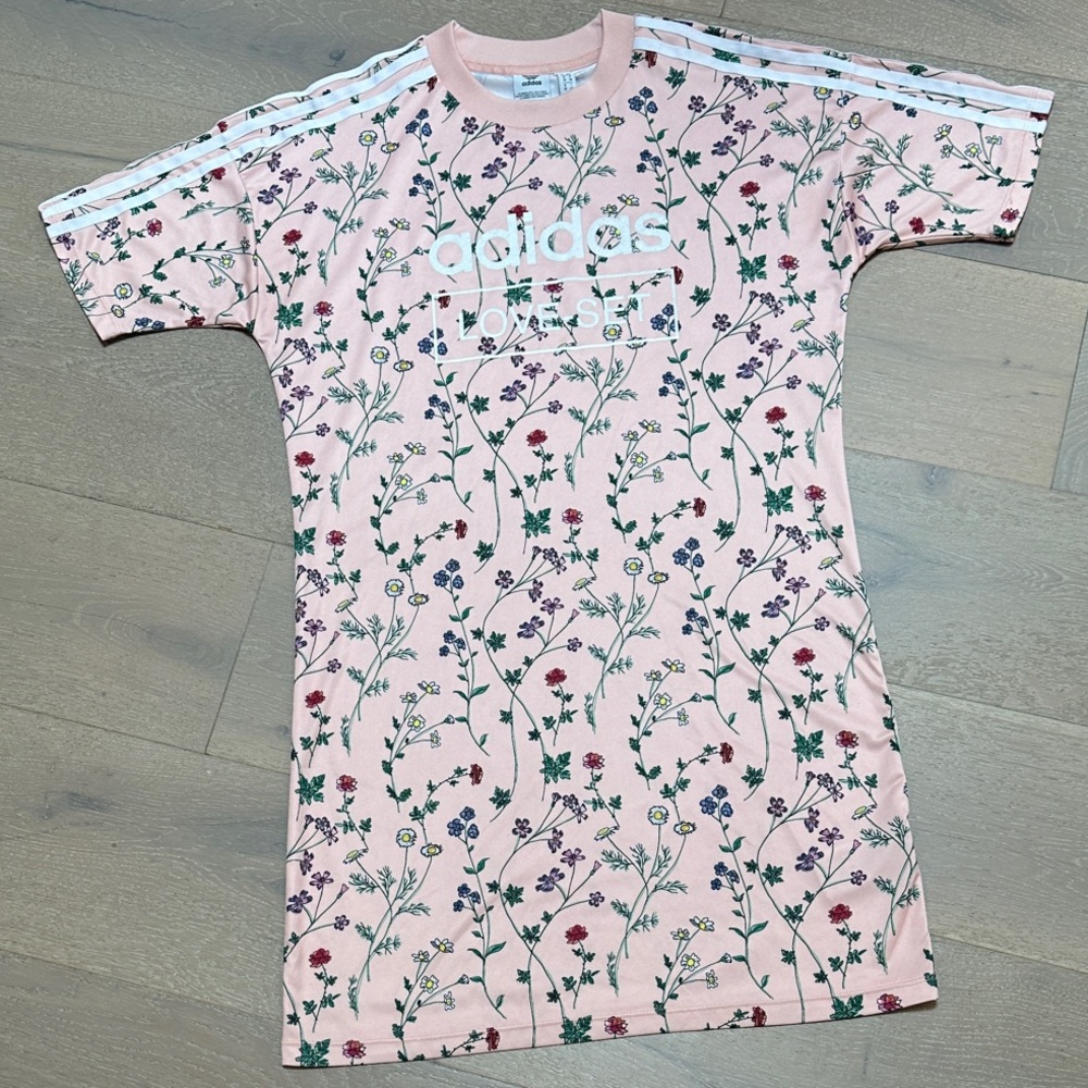 Adidas Originals Pink Floral T-shirt Dress